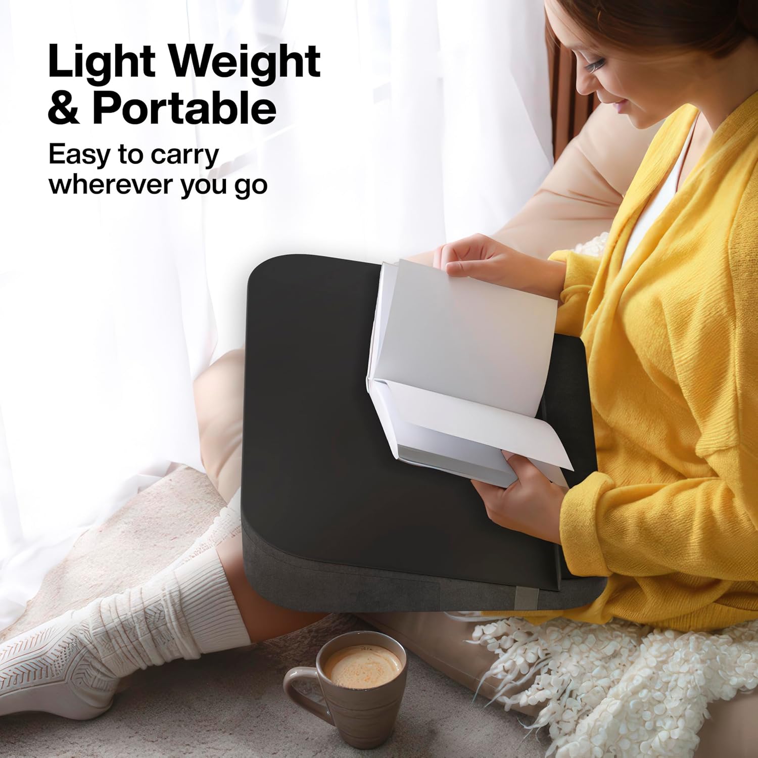 FOVERA Tabletop Laptop Riser Stand Cushion | Fits up to 17” Laptops | Large (21 x 15 x 3.5 Inch) Lightweight, Mouse-Friendly Top, Soft Wrist Support & Side Pockets | for All Laptops (Dark Grey) 38 812yYQzqGhL. SL1500