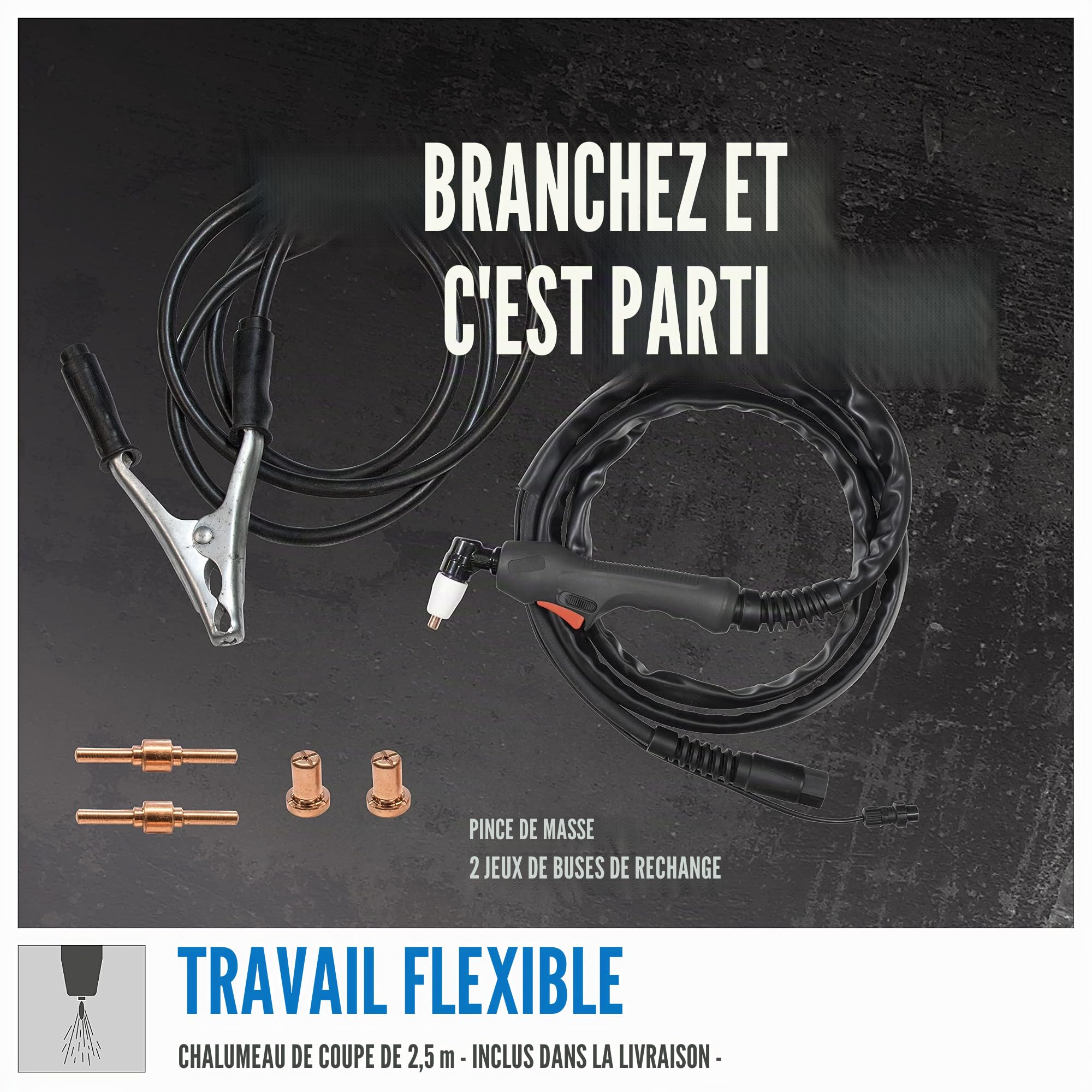 Güde 20092 Coupe-plasma GPS-E 40 A.2 (coupe-plasma haute fréquence, torche de 2,5 m, épaisseur du matériau max. 12 mm)