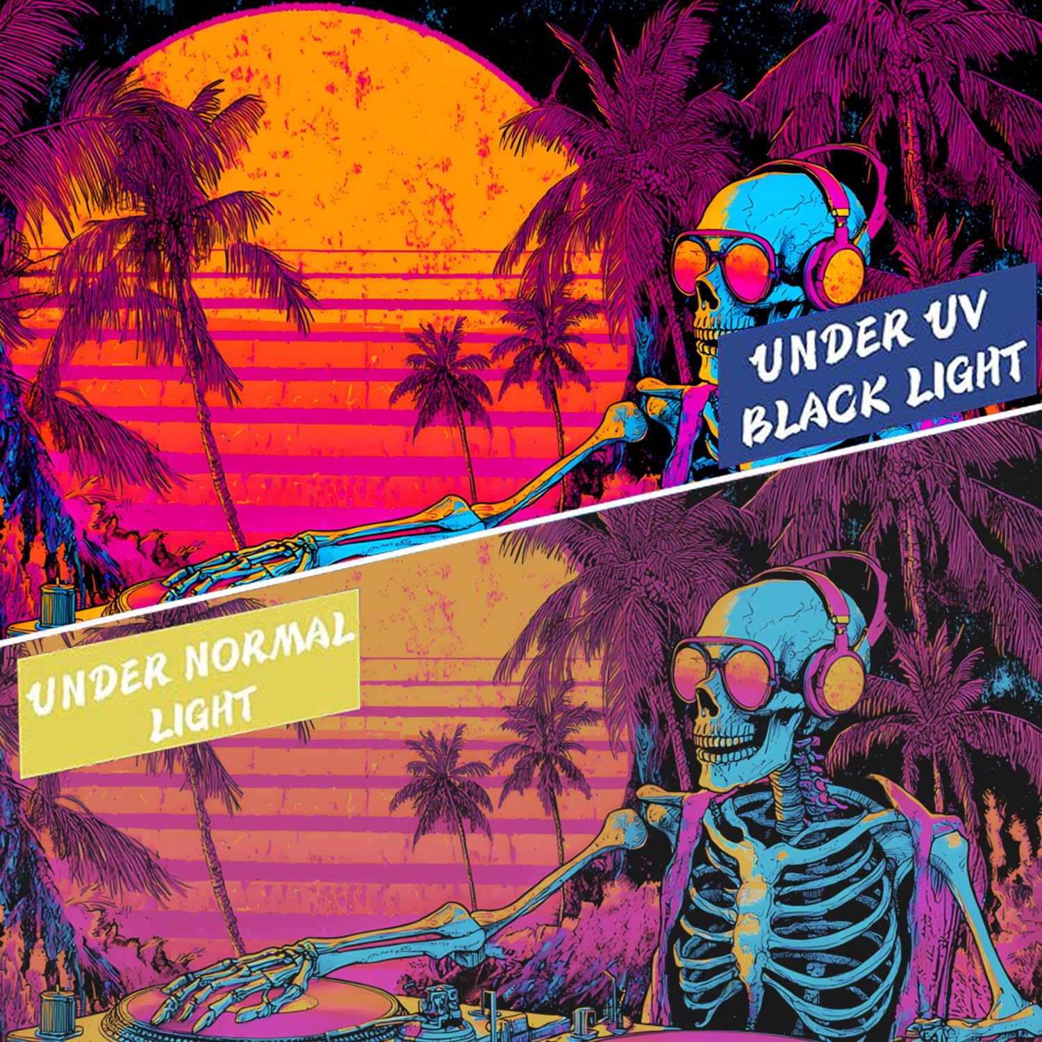 BSFHH Black Light Tapestry – UV Reactive Glow in the Dark Wall Hanging, Spooky Night Scene with Ghosts & Pumpkins, Haunting Home Decor for Parties, Bedroom, or Dorm (piano, 90L x 70W, Unframed)