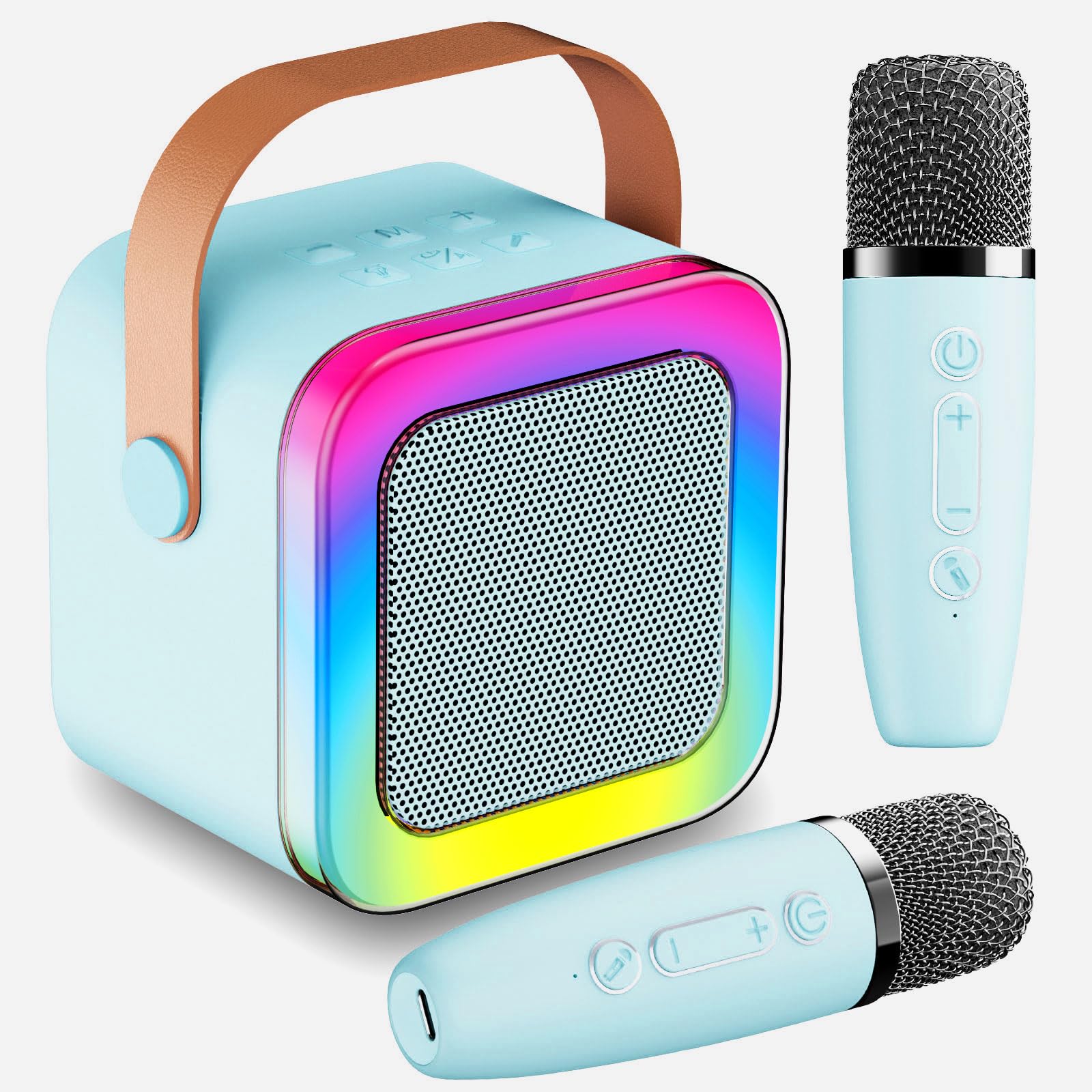 Mini Karaoke Machine for Kids Teen Adults, Kids Karaoke Machine with 2 Wireless Microphones and LED Lights Toys for Party, Home, Gifts for 4 5 6 7 8 9 10 11 12+ Years Girls Boys
