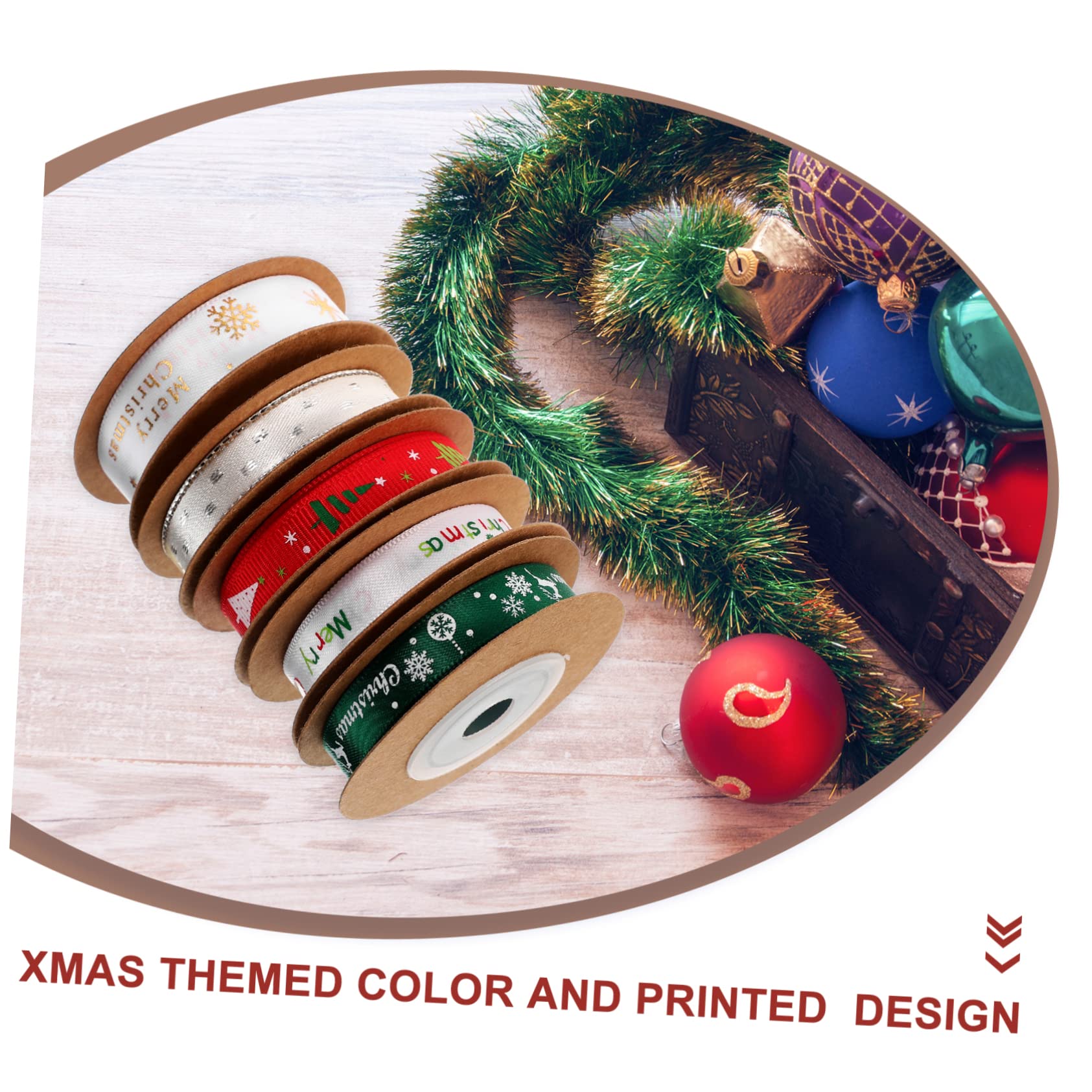 15rollen Weihnachtsgeschenkband Dekorative Satinbänder Für Party-dekoration Schleifen Festliche Verpackung Für Weihnachten Pro Rolle