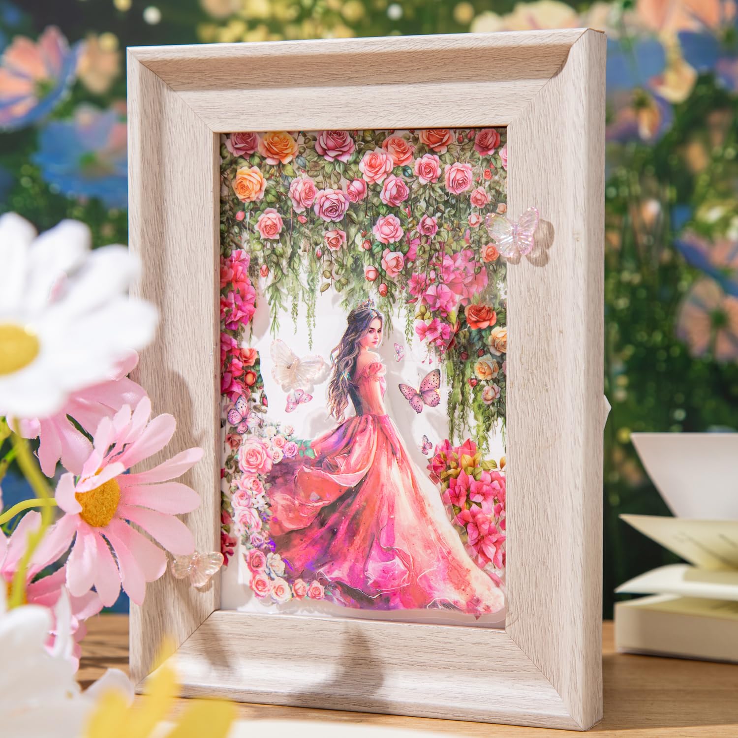 MisKepaa Cintas Adhesivas Para Scrapbooking Con Flores, 6 Rollos De Adhesivos Para Scrapbooking Con Flores, Juego De Cintas Washi De PET Para Scrapbooking, Junk Journaling, Bullet Journal