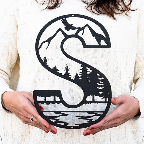 Metal Letter Outdoor Monogram, Mountain Wall Decor, Nature Wall Art, Cabin Decor, Camper Decor, Custom Home Decor Personalized Monogram Gift
