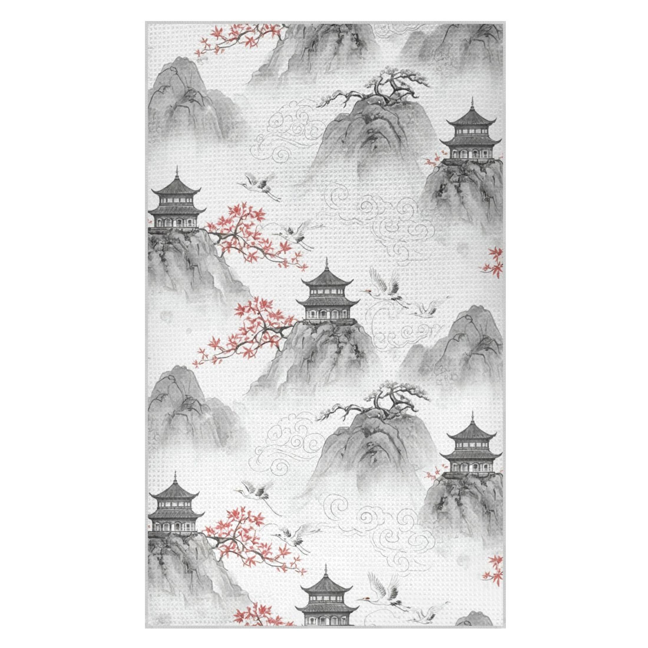Kutsu Pavilion Waffle Weave Kitchen Towels Absorbent Quick Drying Dish Towels for Kitchen, Decorative Tea Towel, 18x30 in