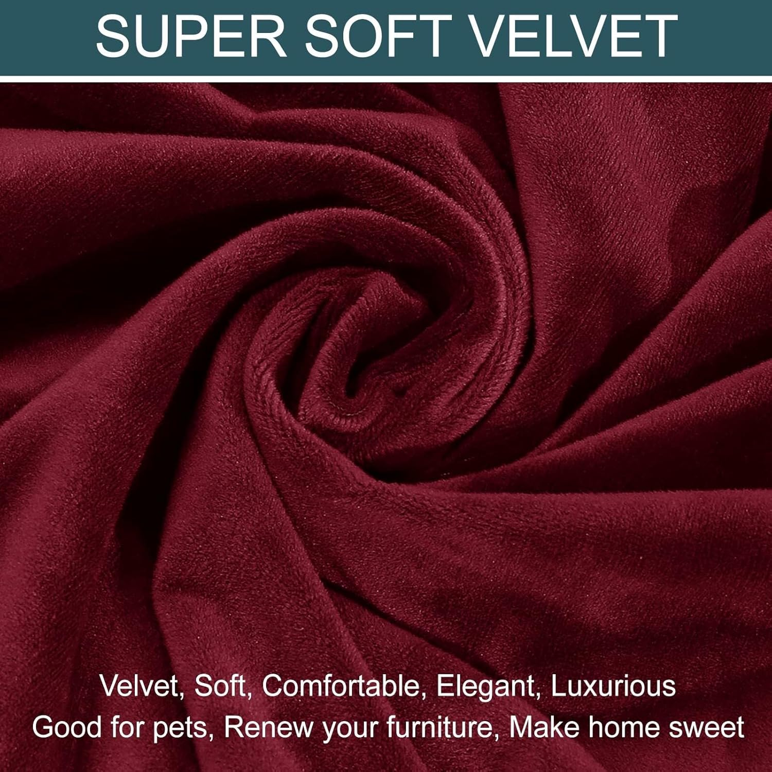 Extra Large Velvet Stretch Recliner Cover, 6 Pieces 2 Seater Recliner Cover Soft Recliner Cover for Living Room Pets(Vin Rouge)