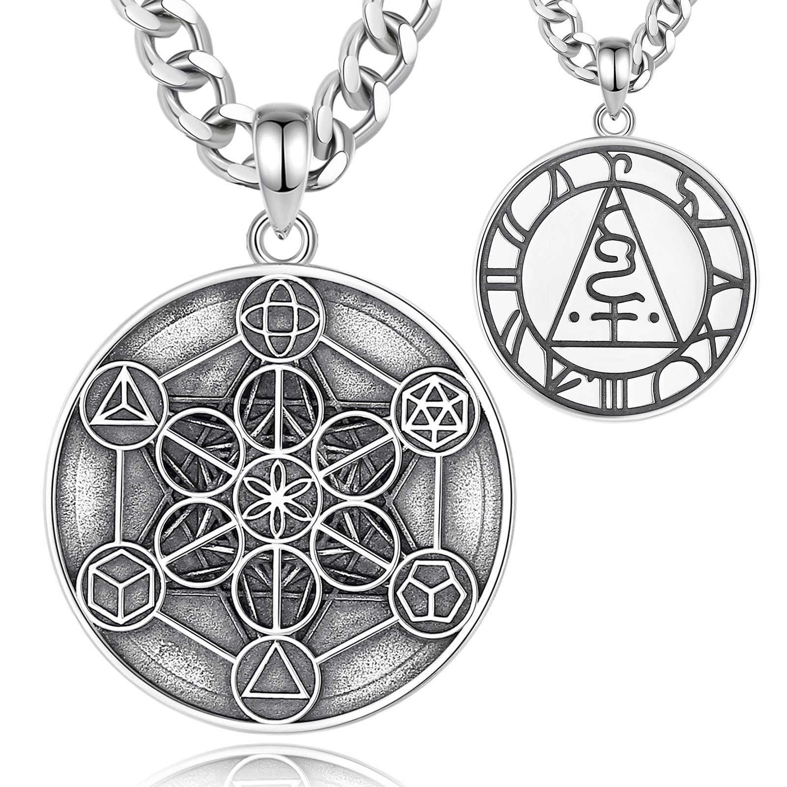 AEONSLOVE Médaille Sceau des 7 Archanges Argent 925 pour Homme Femme, Collier Croix Chretienne Pendentif Saint Benoit/Saint Michel/Croix de Caravaca/Christophe, Bijoux Religieux