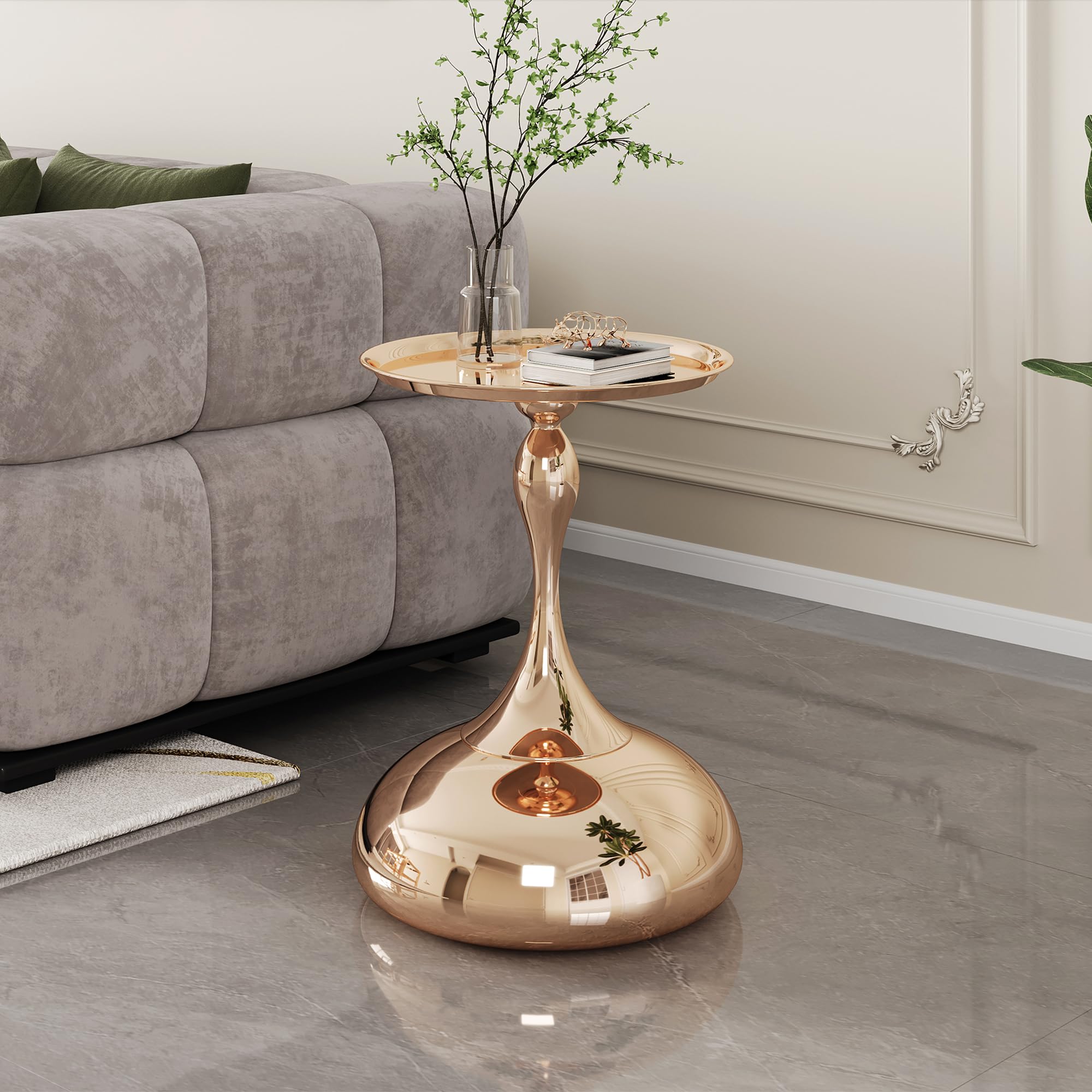 Amazon.com: AMHDDT Gold Round Side Table for Small Spaces, Small End ...
