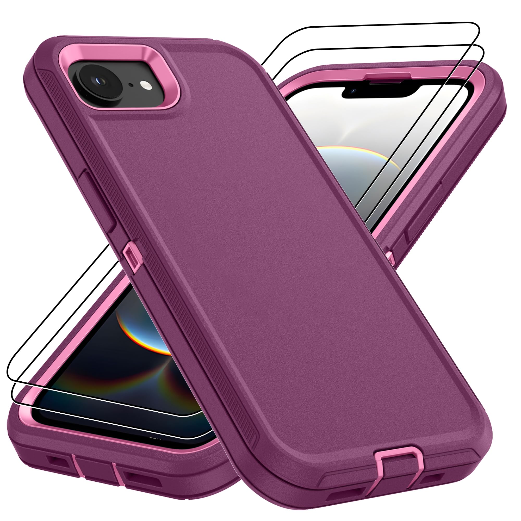 Pilaru for iPhone 16e Case, iPhone 16e Case with 2Pcs HD Screen Protector, Military Grade 3 in 1 Shockproof/Dustproof/Drop Proof Military Grade