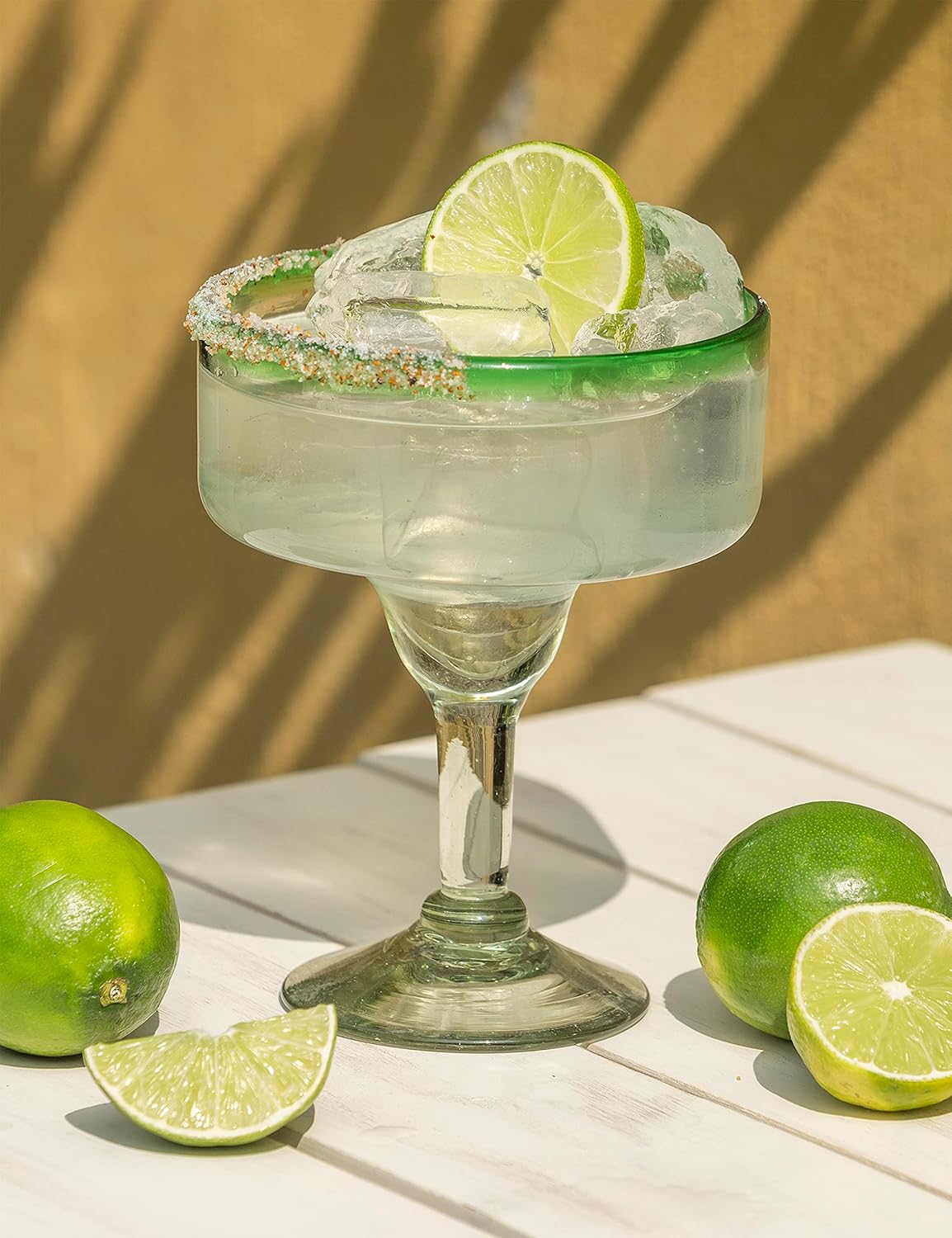 16 oz Hand Blown Mexican Margarita Glasses Set of 4 - Assorted colors