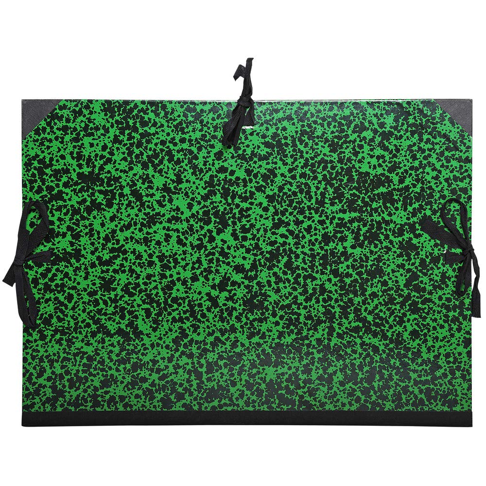 Exacompta - Ref 531200E - Annonay Portfolio with Tie Ribbon - B4 (250 x 353mm) in Size, For Safely Transporting Artworks & Documents, Marbled Effect Cover - Green