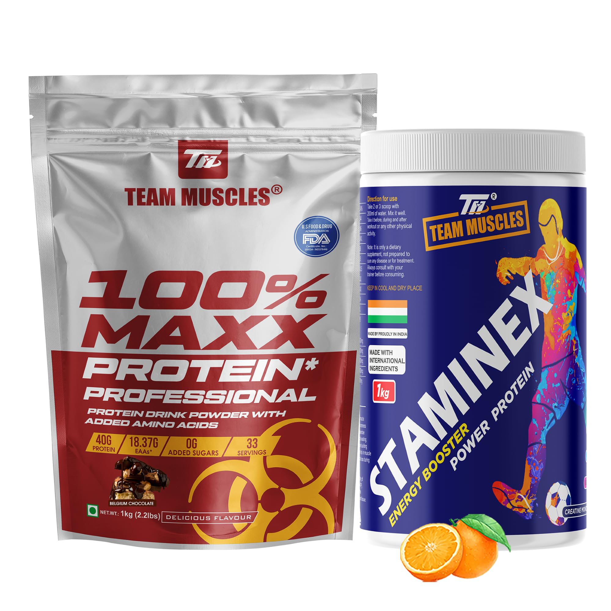 TM WITH TEAM MUSCLES 100% Maxx Protein-1Kg With Tm Staminex Energy Drink-1Kg|Stater Protein|Whey Protein|(Belgium Chocolate,Orange) (B0CW9T7MRG) Amazon Price History, Amazon Price Tracker