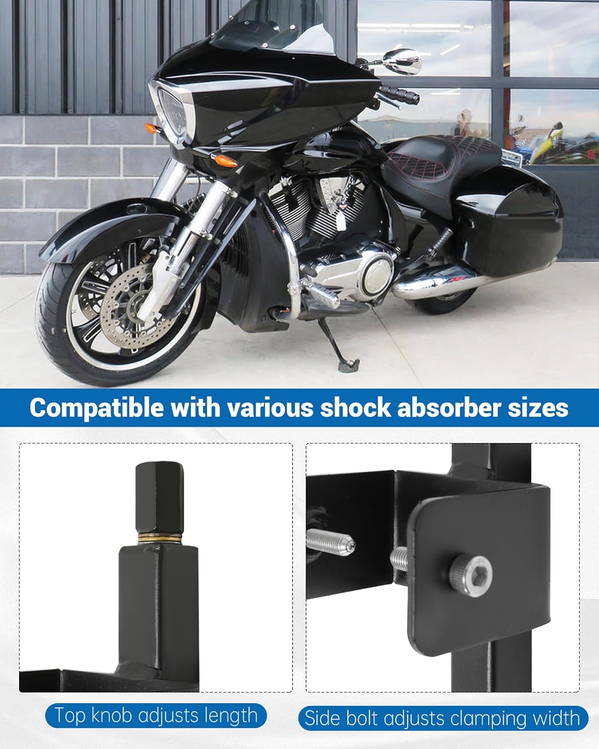 TFSC 01 Fork Spring Compressor Tool, Carbon Alloy Steel, Powder Coated, Fit for Replacing Front Fork Seals and Oil Seals on Most Current Sport Bikes and Road Racers etc