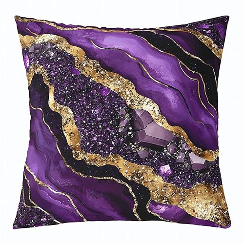 Erosebridal Marble Throw Pillow Covers 20x20 Gold Purple Cushion Cover