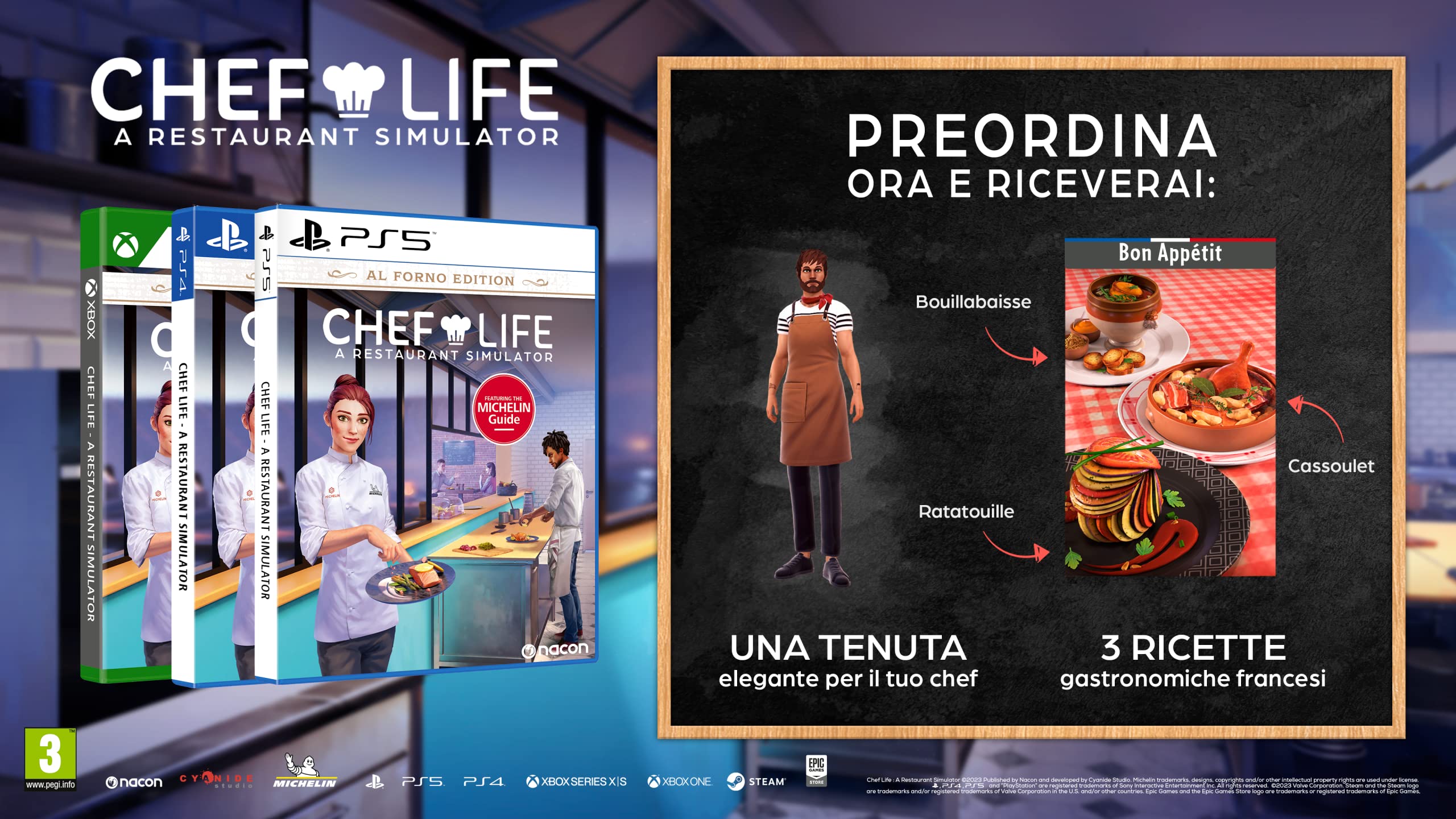 Nacon - Chef Life a Restaurant Simulator - Videojuego de Simulador de Cocina en Asociación con la Guía Michelin - Videojuego para PS5 [ Versión Española]