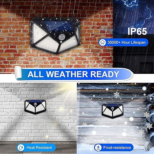 Miniatura 4 de VINHMOR - Luces solares para exteriores, paquete de 6 unidades, 100 LED/3 modos de iluminación de 270°, ángulo de iluminación, luces de seguridad Un