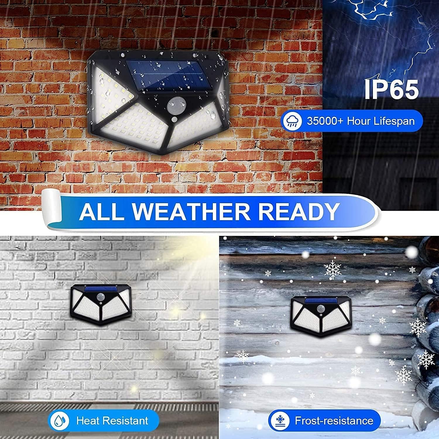 Solar Lights Outdoor 6 Pack, 100LED/3 Modes 270° Lighting Angle Motion Sensor Security Lights, IP65 Waterproof Wall Lights Solar Powered, Bright for Backyard Garden Fence Patio Front Door 2