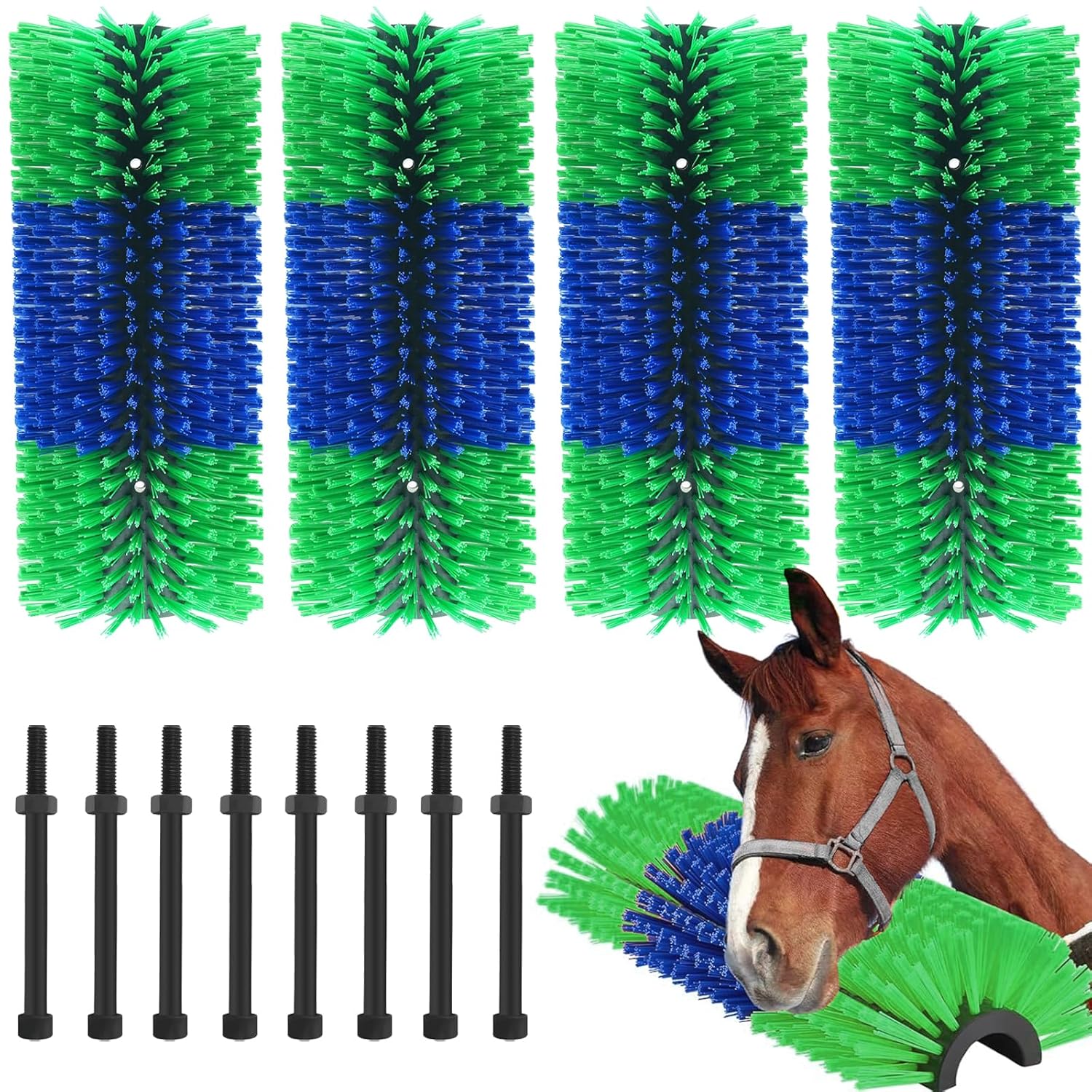 Livestock Scratch Brushes, Horse Scratcher Full Massage Grooming Brush Kit, Hard Silk Ranch Cow Brush Relieve Itching on the Back of Livestock for Horse Cow Cattle Sheep Pig Goat
