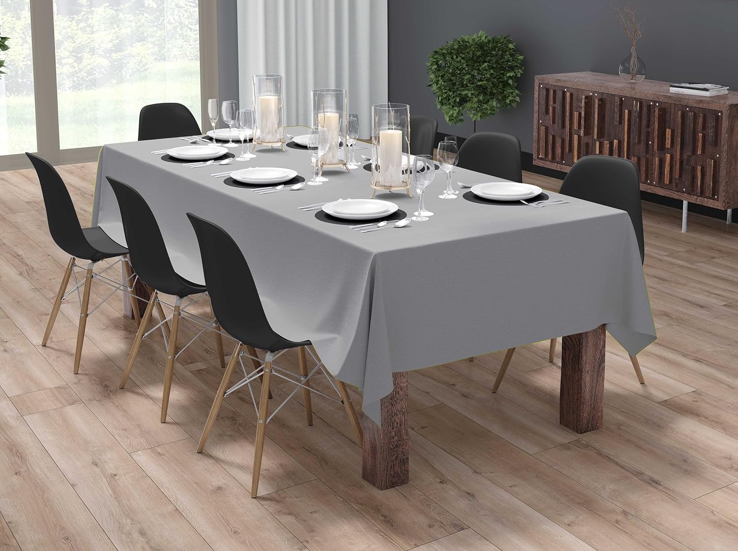 Buy HOME COLORS.IN Cotton Plain 8 Seater Table Cover - Machine Washable ...