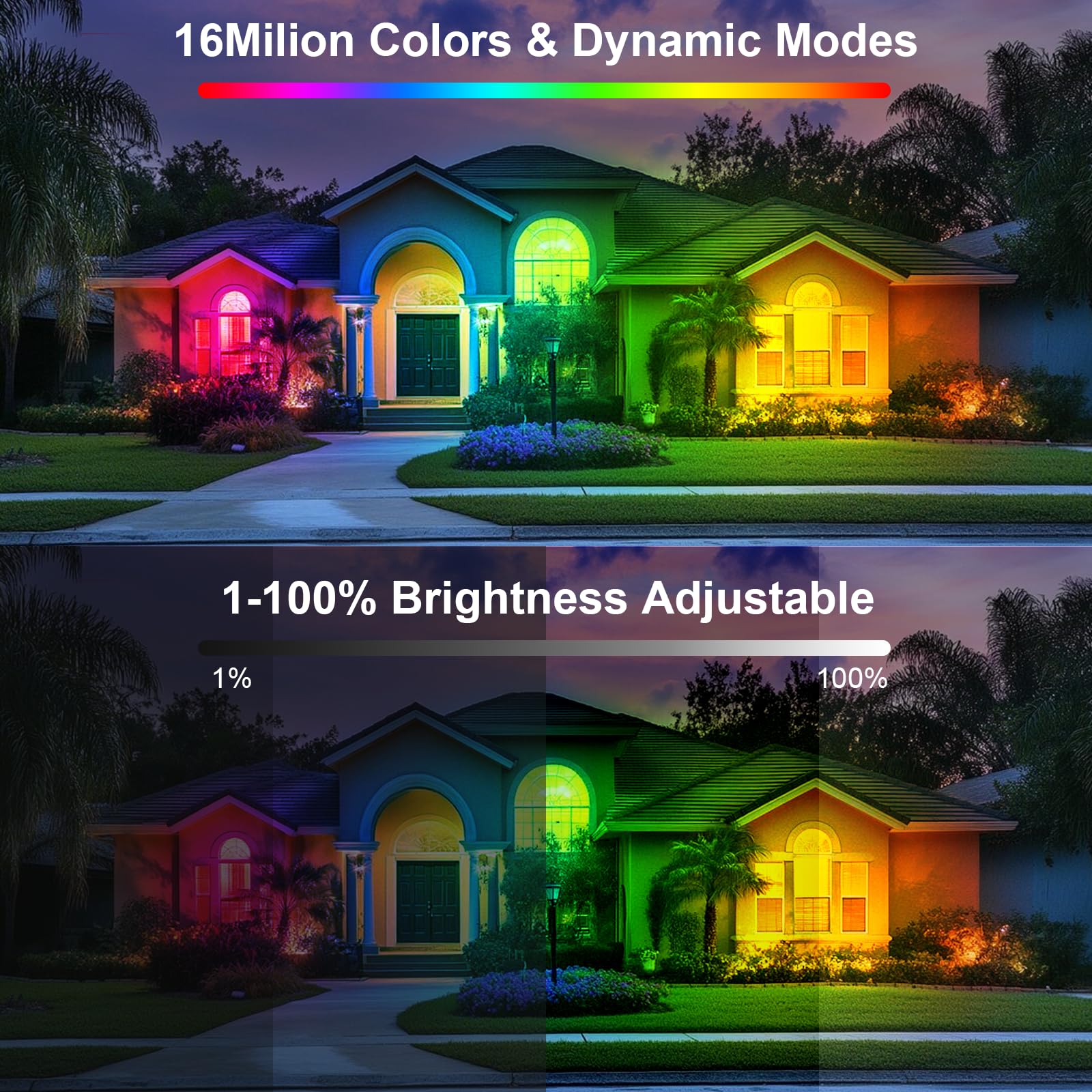 2Pack RGB Flood Lights Outdoor 50W, 50000ML LED Floodlights Bar - Image 2