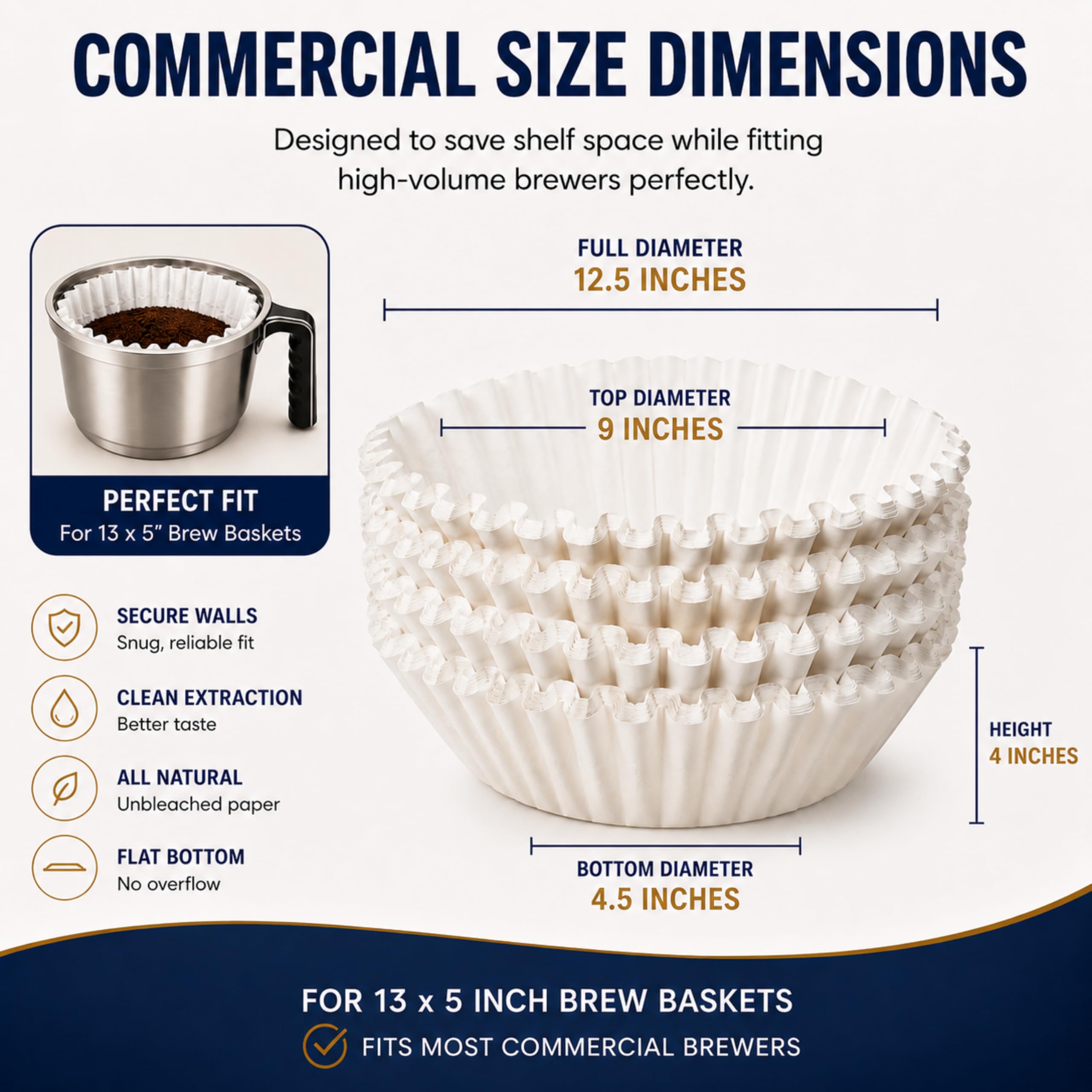 Katy's Extra große Kaffeefilter, Premium-Kaffee- und Teefilter für Restaurants, Cafés und mehr, 31,8 x 11,4 cm, kein Überlaufen, kein Reißen, 250 Stück Großpackung
