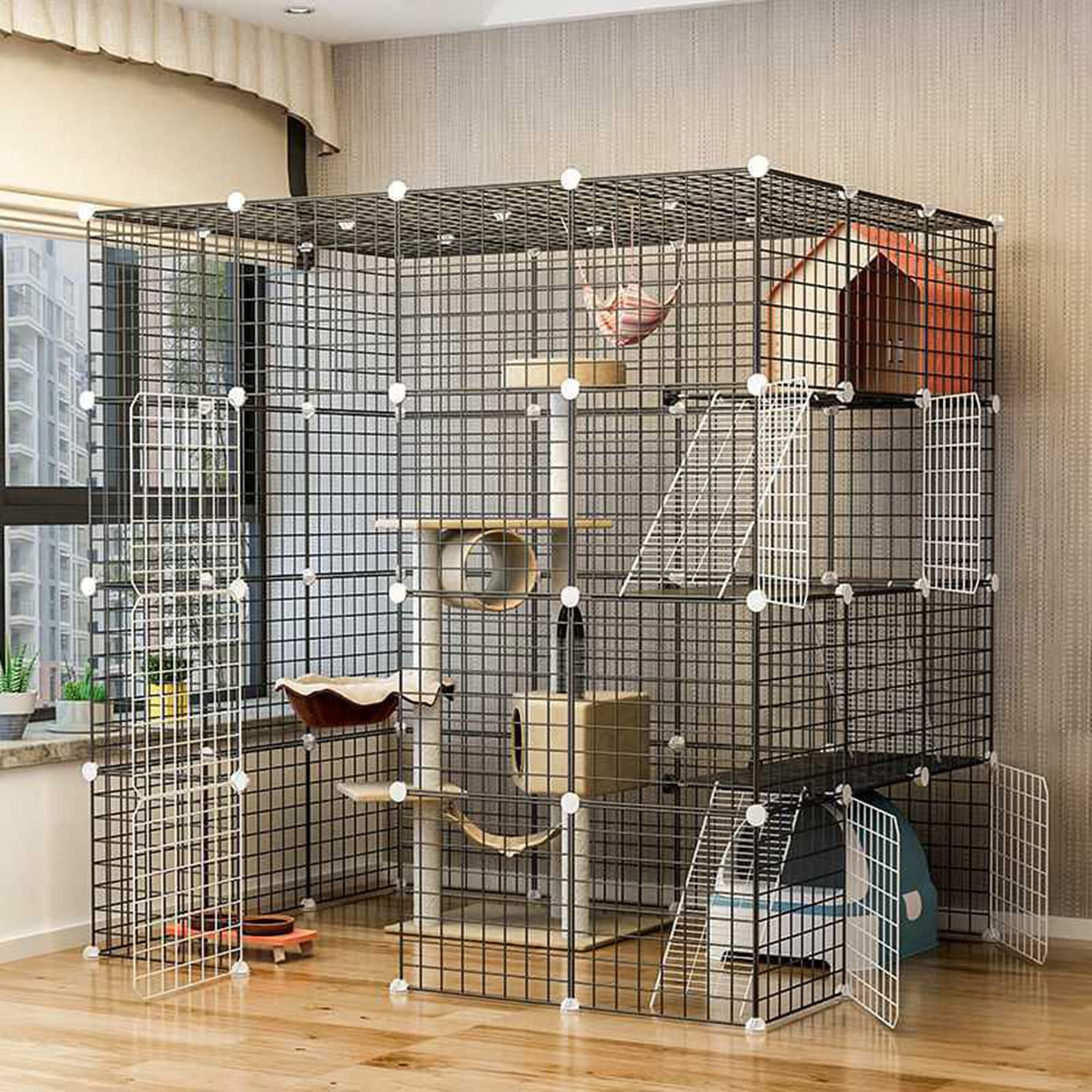 Gabbia Per Gatti Extra Large, Gabbie Per Porcellini D'India Grandi, Gabbia Per Animali Domestici Di Grandi Dimensioni, Gabbia Per Gatti In Filo Metallico, Gabbia Per Gatti Portatile, Assemblaggio Fa