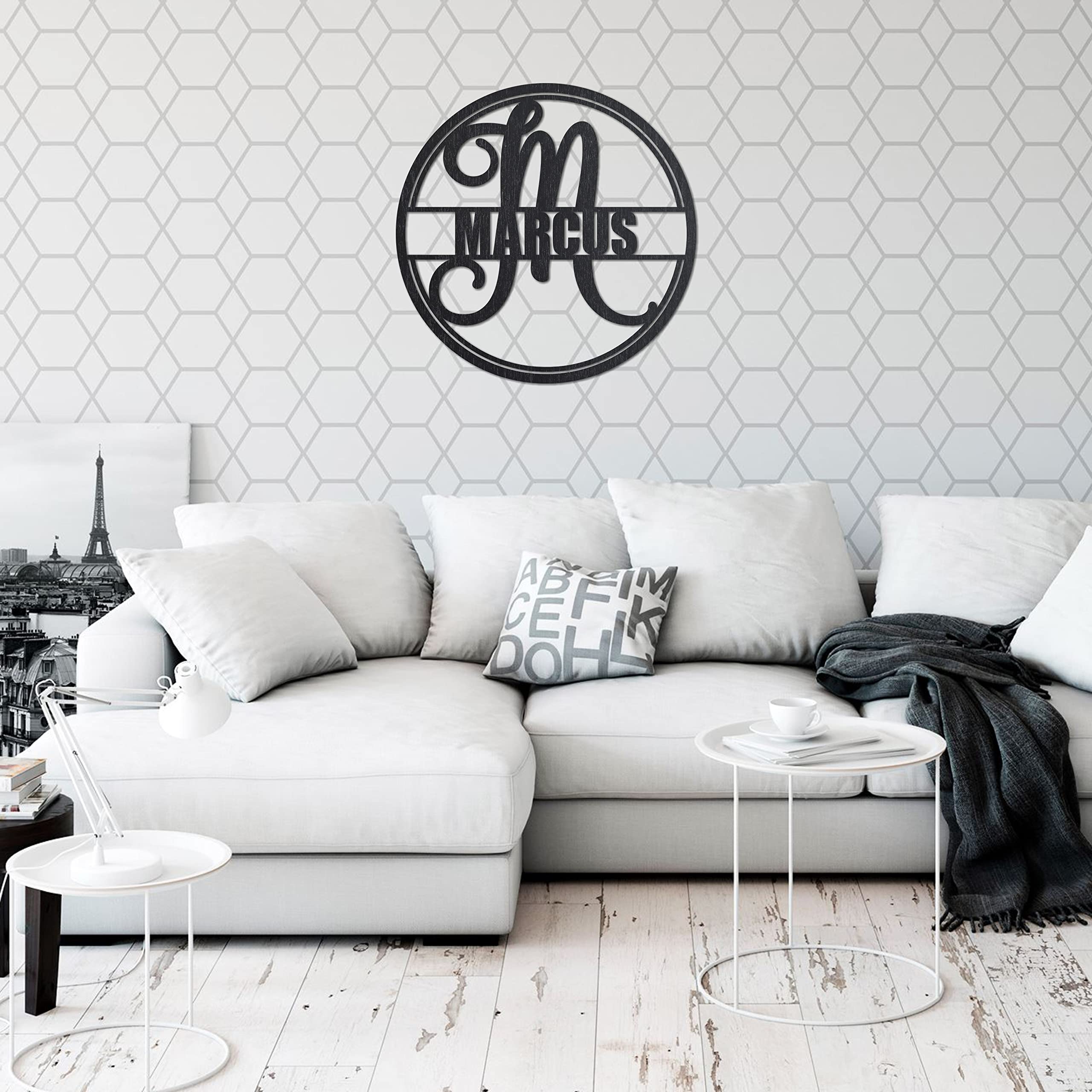 Custom Personalized Wood Circle Last Name Sign, Wooden Monogram Letters 6'' - 40'' Tall, Baby Shower, Large Wall Art, Large Wooden Monogram Room Décor, Children's Wall Décor, Wedding Sign (SIGN-3)