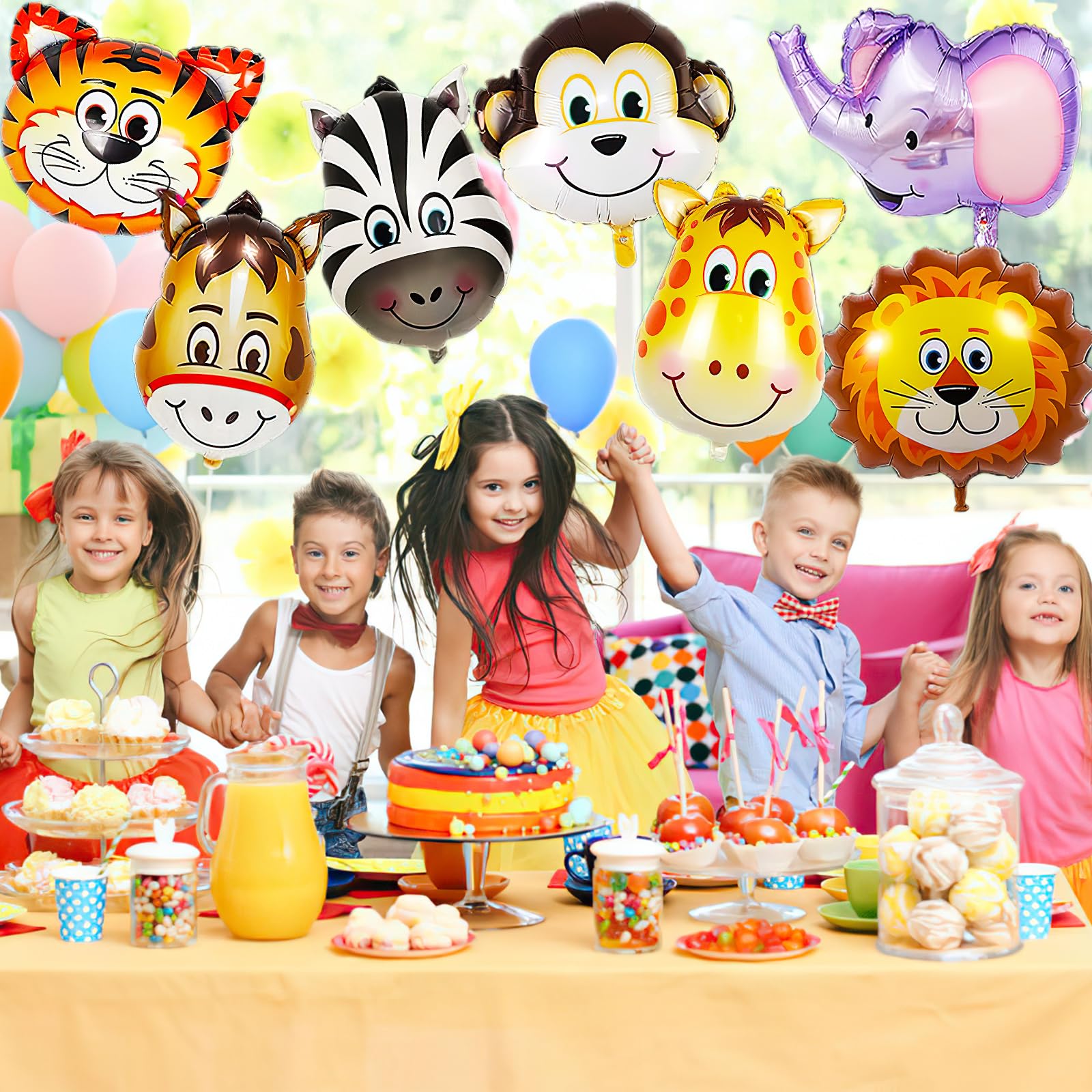 120 Pezzi Safari Compleanno Palloncini Ghirlanda Set Giungla Arco Di Palloncini 4D Stampa Animale Foil Ballon Bambini Baby Shower Genere Rivela Compleanno Decor - Italia - Foto 12