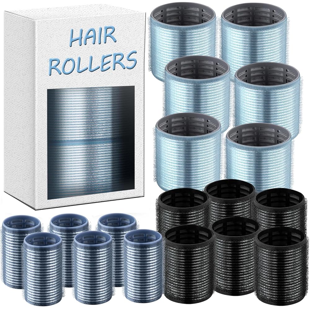 xnicx Self-Grip Ceramic Ionic Thermal Hair Rollers Set - 18 Velcro Rollers for Long and Short Hair, Blowout Look, Salon Quality