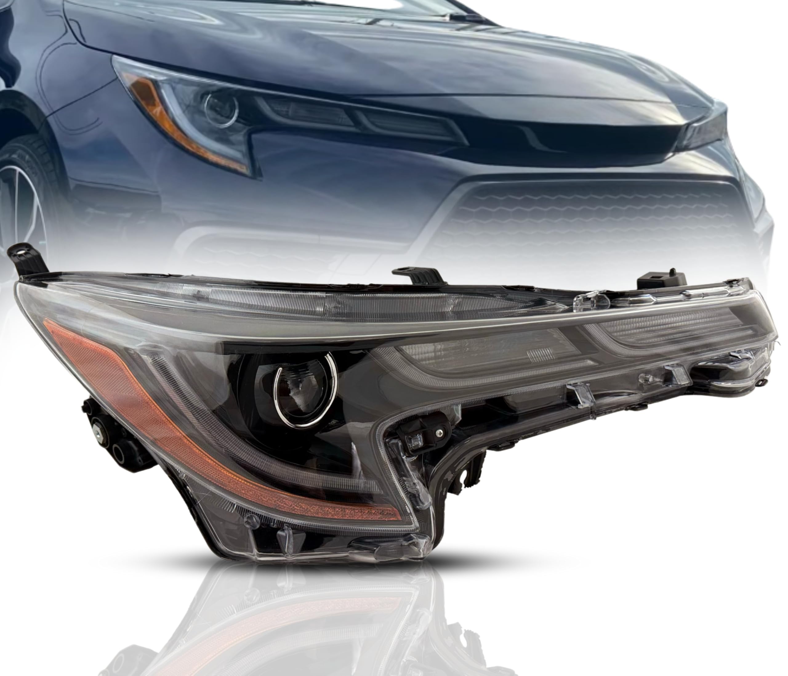 Headlight Assembly Replacement For Toyota 2020 2021 2022 Corolla SE/XLE/XSE Sedan LED Headlights Headlamp w/Bulb and DRL, Right/Passenger Side,