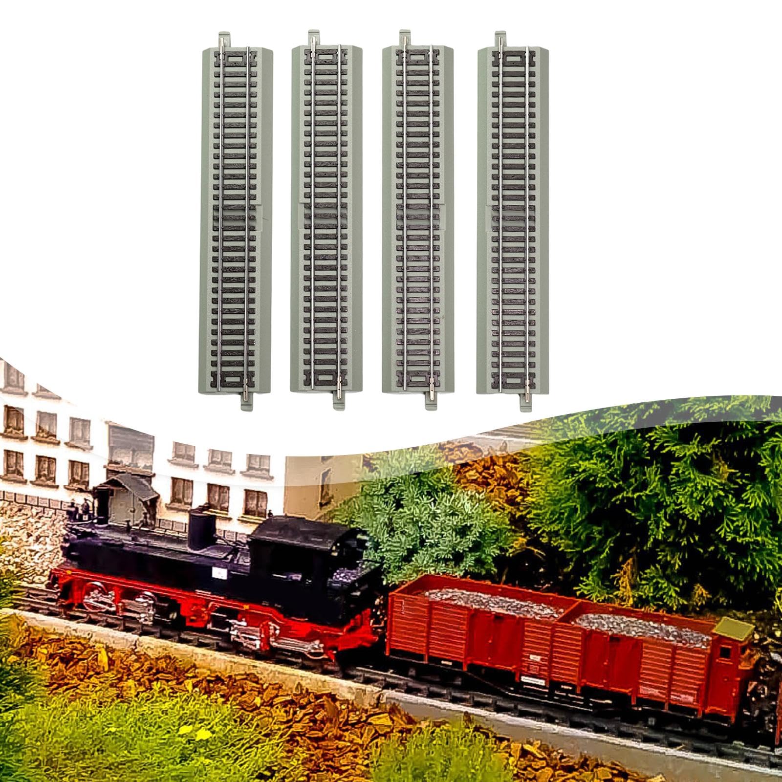 MagiDeal 4 Piezas de vías de Escala HO para Bricolaje, Juego Realista, Modelo de Repuesto para cumpleaños para 1:87, Aula de jardín de Infantes y, Derecho