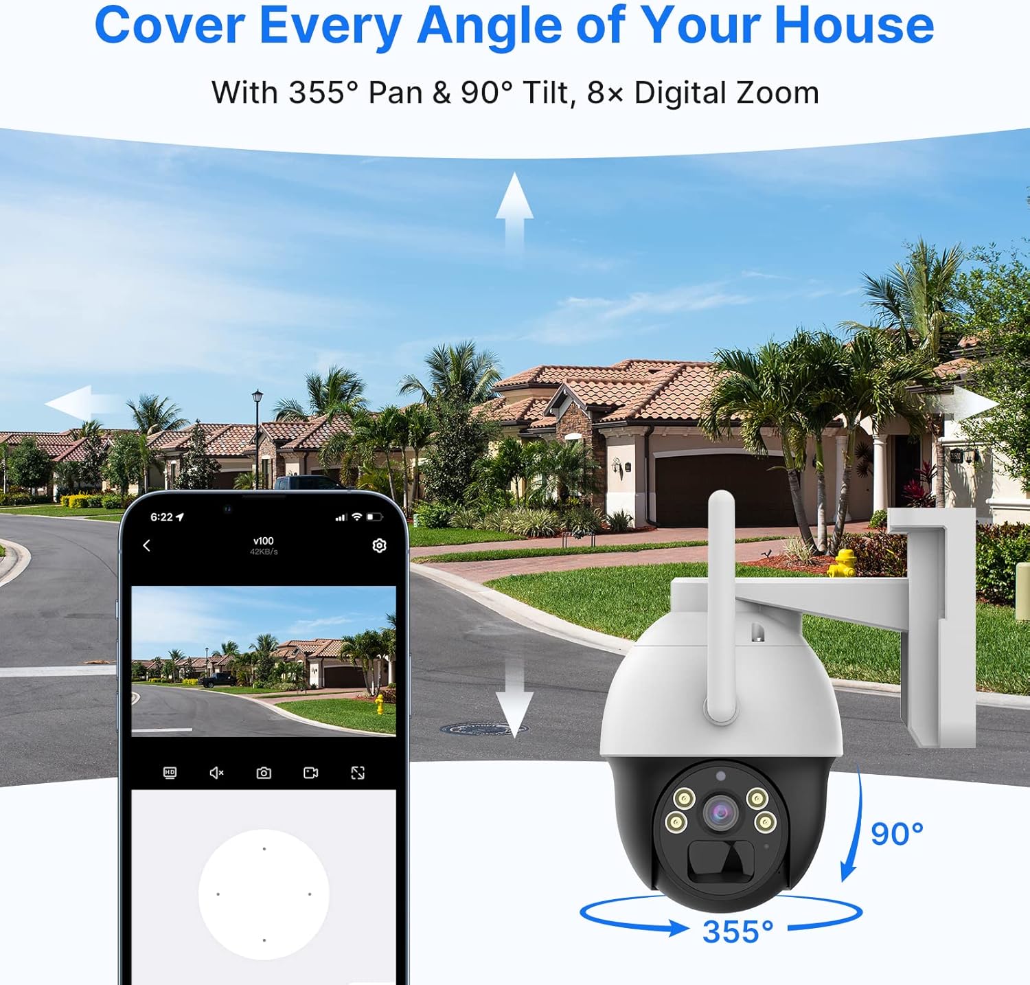 Hiseeu Solar Camera Pan and Tilt Control