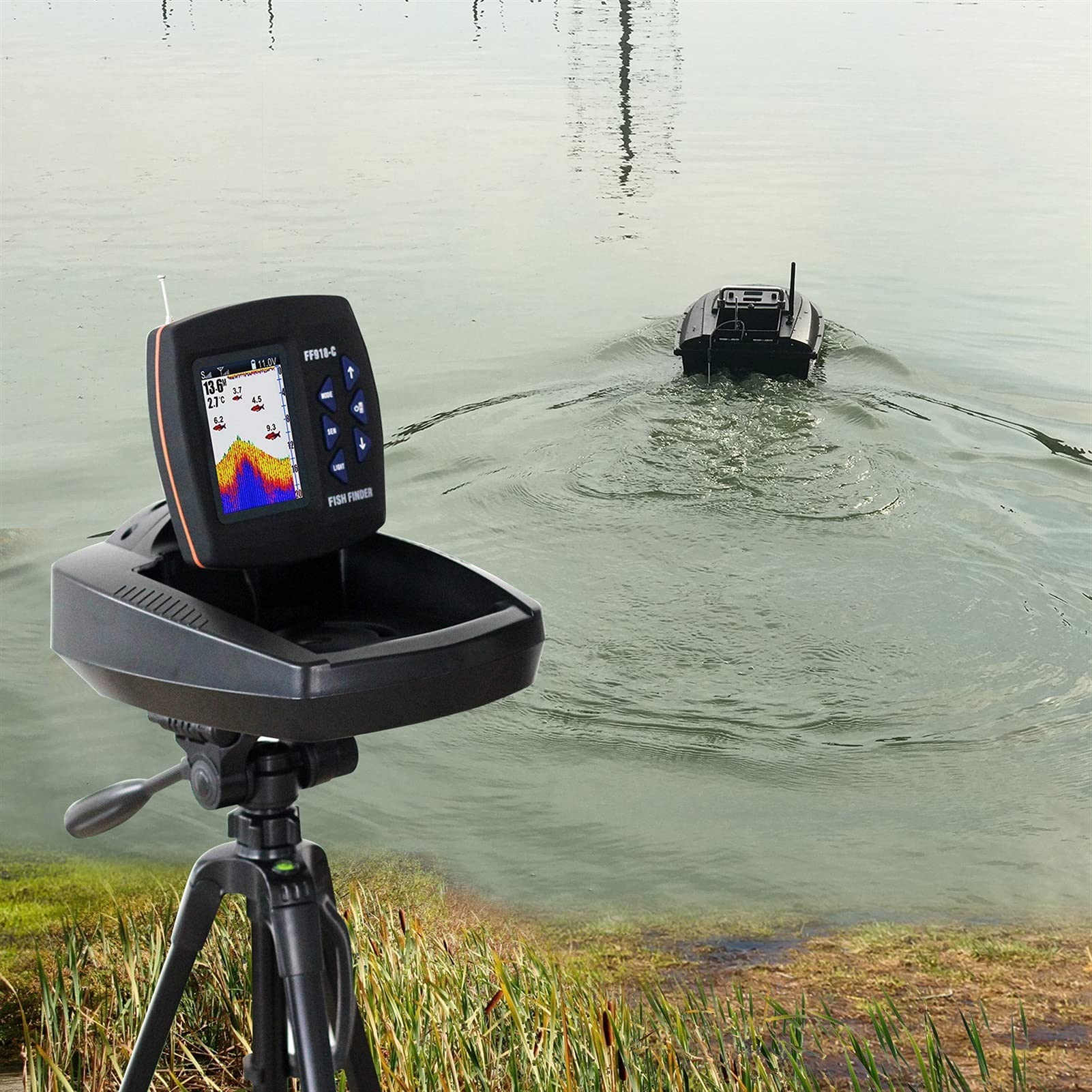 Podwodna Echosonda, Pilot zdalnego sterowania Bait Boat Fish Fishing 3.5" LCD Zakres głębokości 300 m 100m bezprzewodowy(FF918-CWLS)