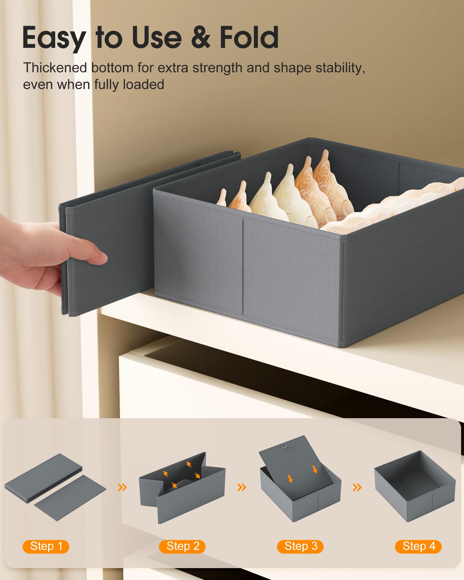 Yucch Schubladen Organizer 8er Set – passend für IKEA PAX 100x58 cm, faltbare Aufbewahrungsboxen mit verstärktem Boden für Unterwäsche, Socken & Babykleidung (Grau