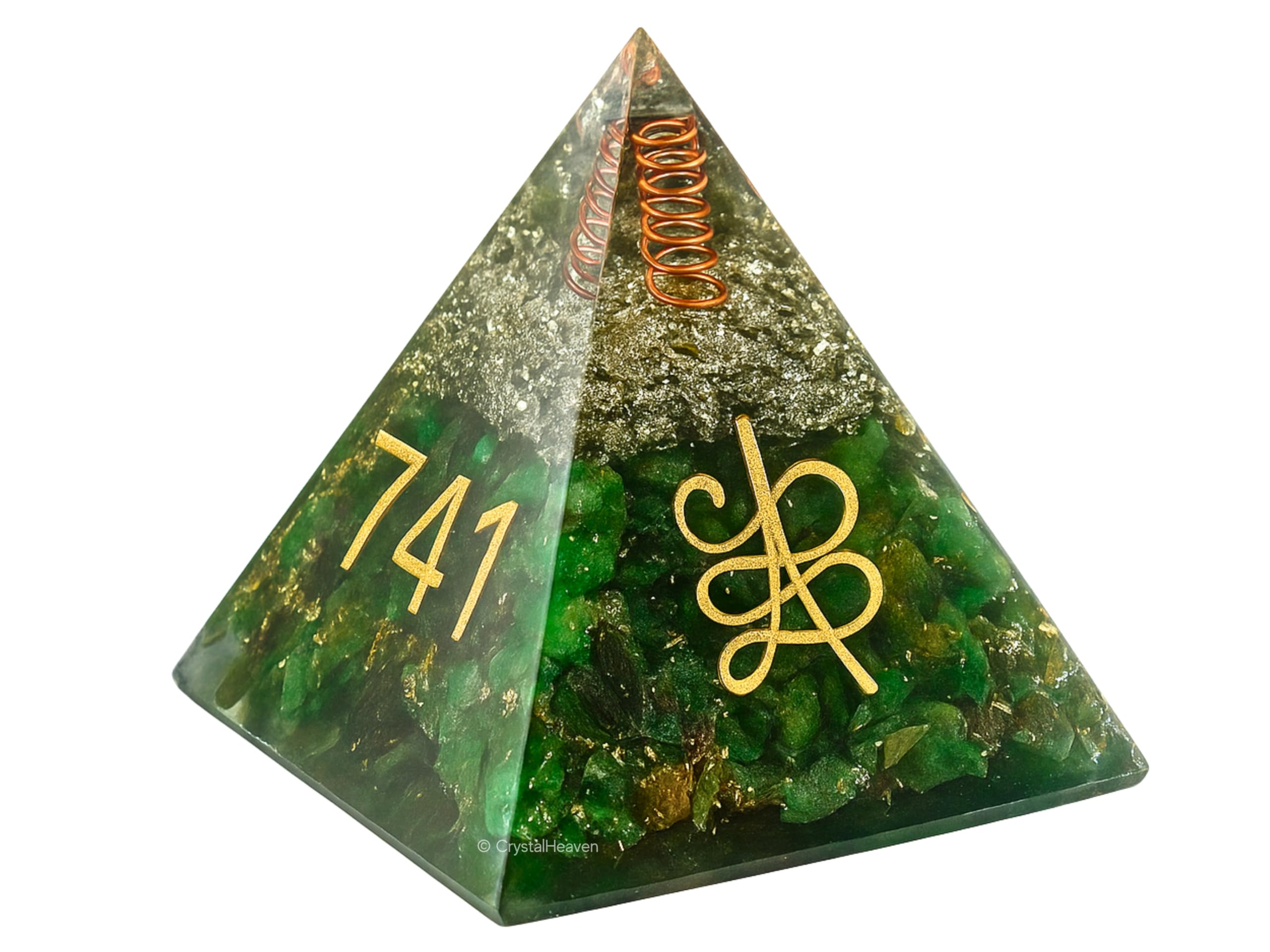 Certified Green Aventurine Pyramid with Zibu Symbols Crystal for Money - Vastu Items for Home Lucky Stone 808520741, Ideal Vastu Chakra for Home with 520741 Stone for Money and Wealth Manifestation