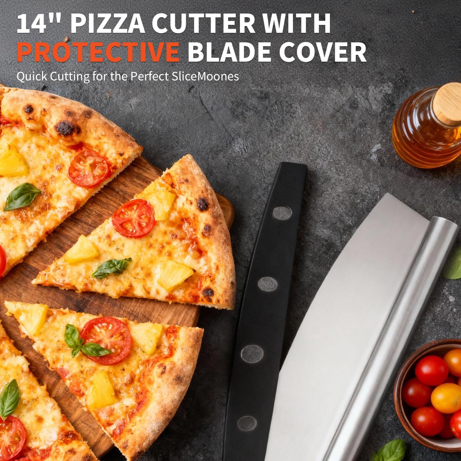 Perforierter Pizzaschieber 12 zoll Pizza Schaufel aus Harteloxiertem Aluminium mit 32cm Pizzamesser für Hausgemachte Pizza & Brot ideal für Pizzastein Backofen & Grill