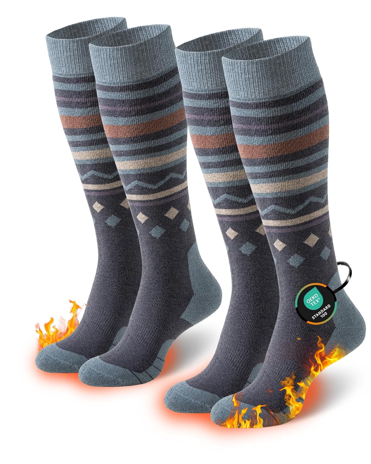 Merino Wool Ski Socks for Men Women Thick Knee High Thermal Winter Snowboarding Socks with Exquisite Box