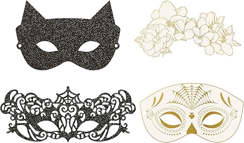 CR Gibson Máscara de mascarada negra y dorada para Halloween 100in de ancho x 45in de alto 8 piezas 100in de ancho x 45in de alto negro y dorado