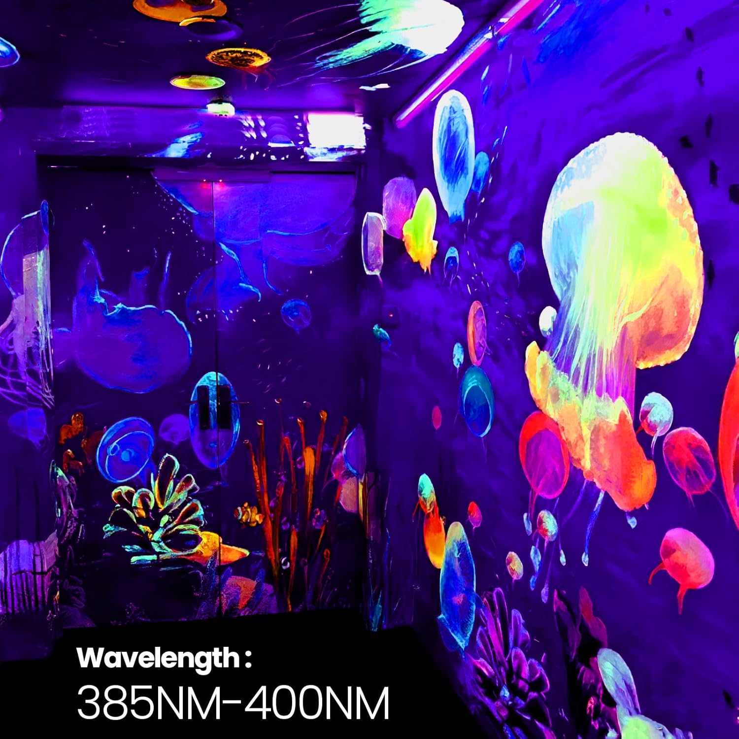 100W LED Black Lights 2 Pack, Blacklight Flood Light with On/Off Switch 6.7Ft Cord, IP65 Waterproof Outdoor Black Lights, Glow in The Dark, Halloween, Body Paint, Fluorescent Poster, Neon Glow