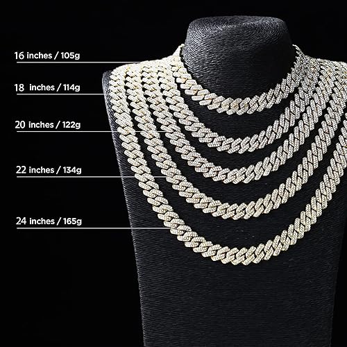 Miniatura 6 de Cuban Chain Necklaces SilverGold Cuban Link Chains Mens Iced Out Miami Bling Diamond Hip Hop Jewelry for Women
