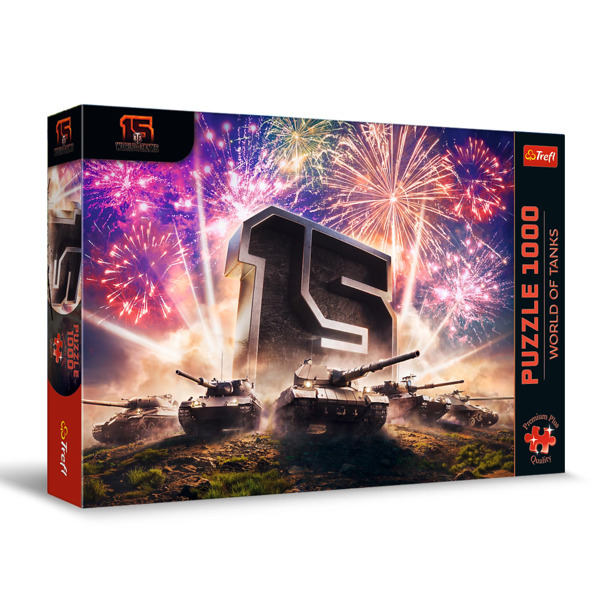 Trefl Premium Plus Quality - World of Tanks 15-jähriges Jubiläum Puzzle - 1000 Teile, Zeitlose Motive, perfekte Passform, für Erwachsene und Kinder ab 14 Jahren