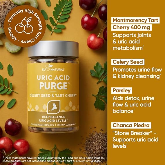 Eu Natural Purge Uric Acid Flush with Tart Cherry & Celery Seed, 60 Caps