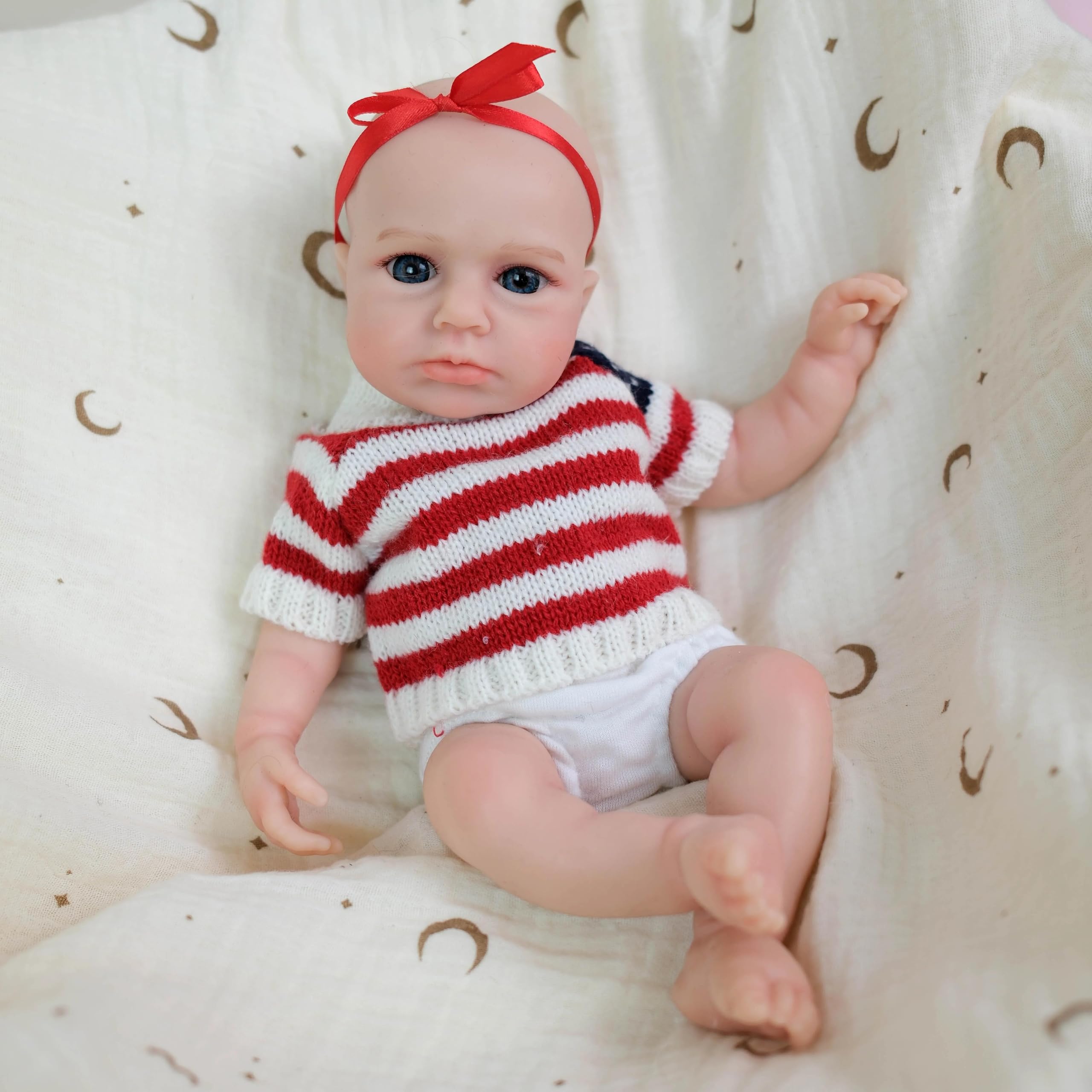 RXDOLL Bambole rinate in silicone completo Posable 12 pollici Realistico Neonato Bambola Solido Silicone Full Body Girl Impermeabile Realistico Morbido Reborn Bambole Loulou Sveglio