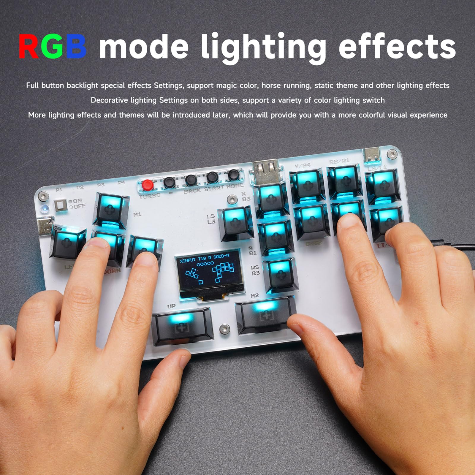 Greabuy Tastiera da gioco 16Keys All Button Controller per PC Arcade Stick con Arcade di luce