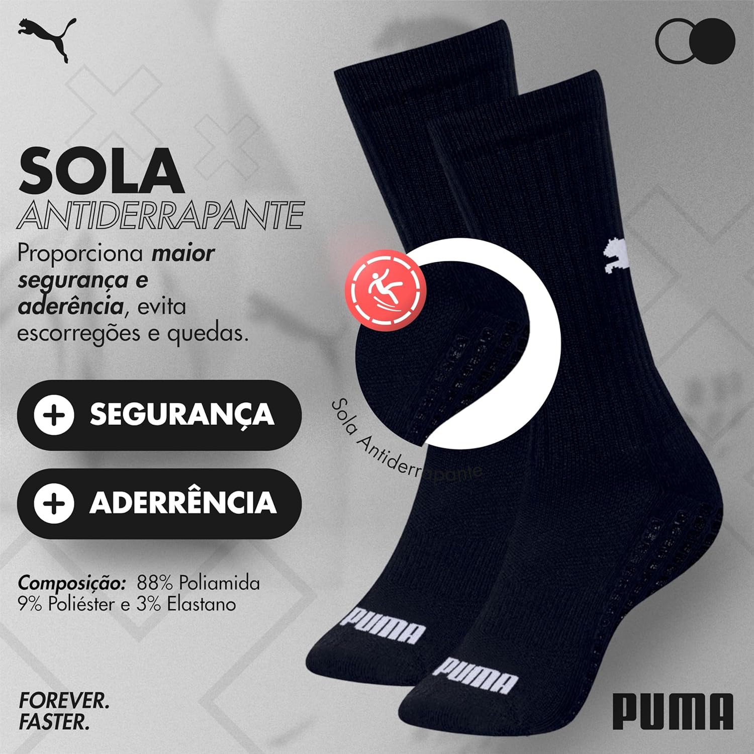 Meia Puma Esportiva Antiderrapante Corrida Poliamida Masculina Original em promoção! Veja a oferta e mais achadinhos de Moda íntima 3 Hoje é o melhor dia para comprar Meia Puma Esportiva Antiderrapante Corrida Poliamida Masculina Original com aquele preço maroto! Promoção! Aproveite a oferta! 3