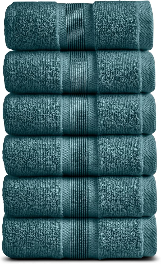 Springtree Home Luxury Viscose from Bamboo Bath Towel Set 6 Piece Set | 35% Viscose from Bamboo - 65% Cotton | Absorbent Quick-Dry Towels for Bathroom | Oeko-TEX Standard 100 Cotton | Deep Teal