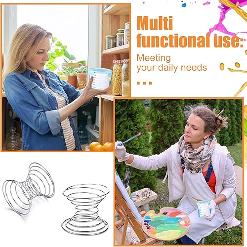 Vista 20 de Skylety Juego de 8 recipientes de plástico para pintura con tapas, recipiente hermético de almacenamiento de pintura con bola mezcladora de acero