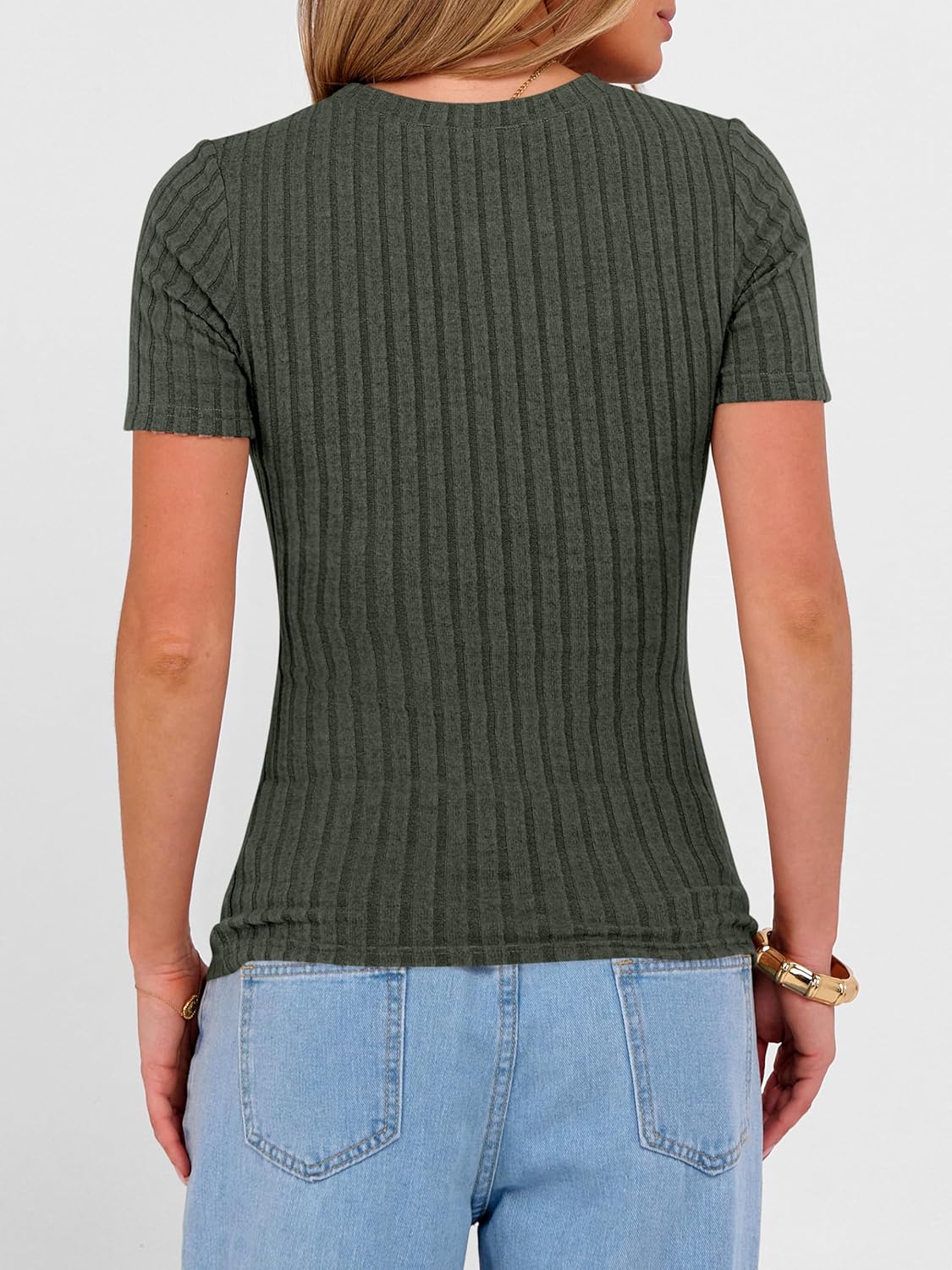 ANRABESS Womens Tops Short Sleeve Crewneck Shirts Slim Fit Ribbed Knit Lightweight Sweater 2026 Summer Dressy Casual T-Shirts - Image 5