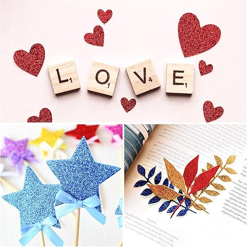 Miniatura 6 de Papel de cartulina con purpurina, 30 hojas de papel con purpurina de 8.82 ozm, papel de manualidades brillante A4 de primera calidad, cartulina de 6