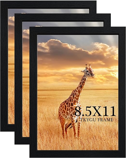 8.5x11 Picture Frame Black Set of 3, Certificate Frame Poster and Photo frame, Horizontal and Vertical Formats for Wall or Tabletop, 8.5x11 Frame with Shatter Resistant Plexiglass, best gift
