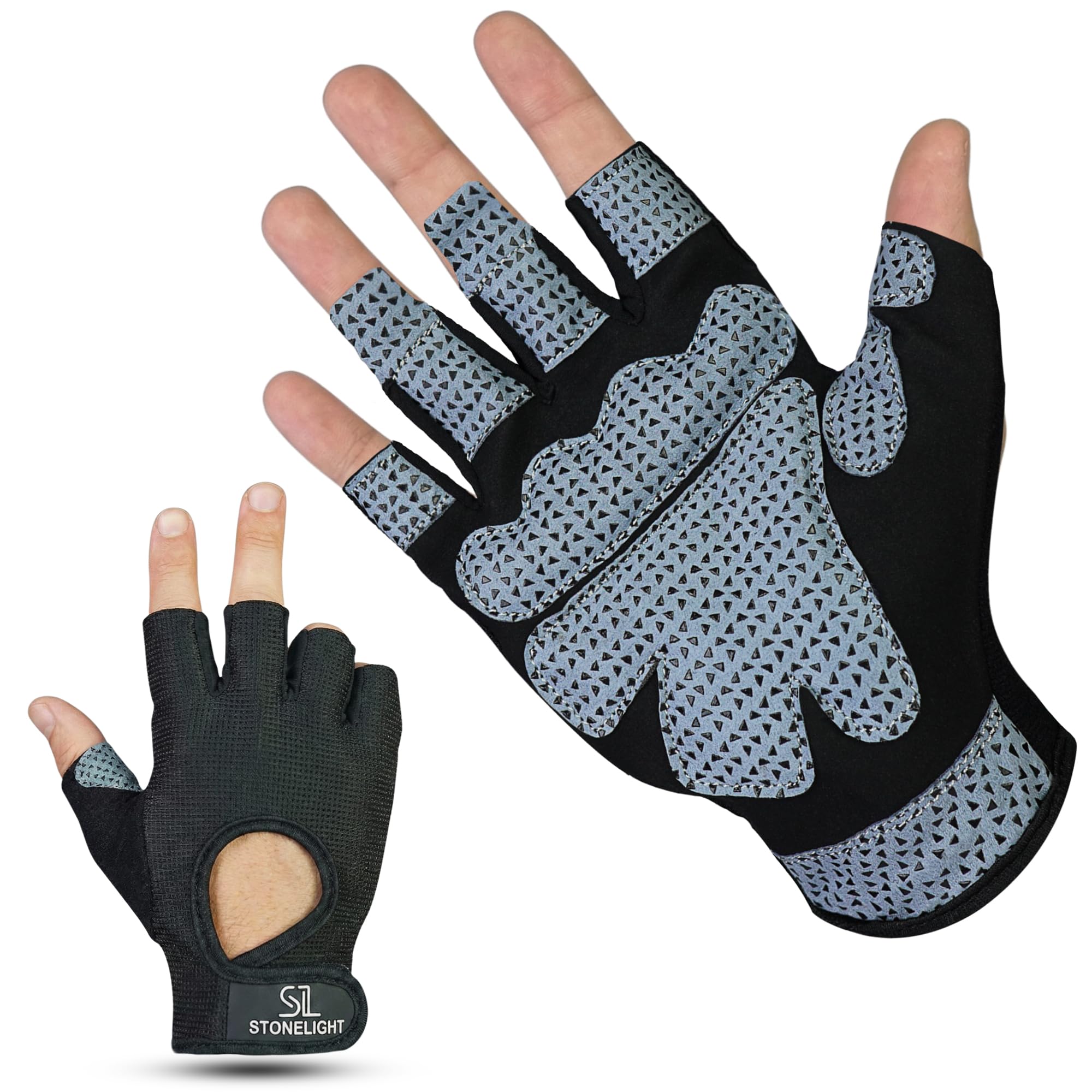 Gym Gloves for Men & Women – Fingerless Weightlifting Gloves with Non-Slip Grip & Padded Palm – Training, Workout, CrossFit, Pull-Ups – Breathable Mesh, Durable Microfiber, Multiple Sizes (XL)